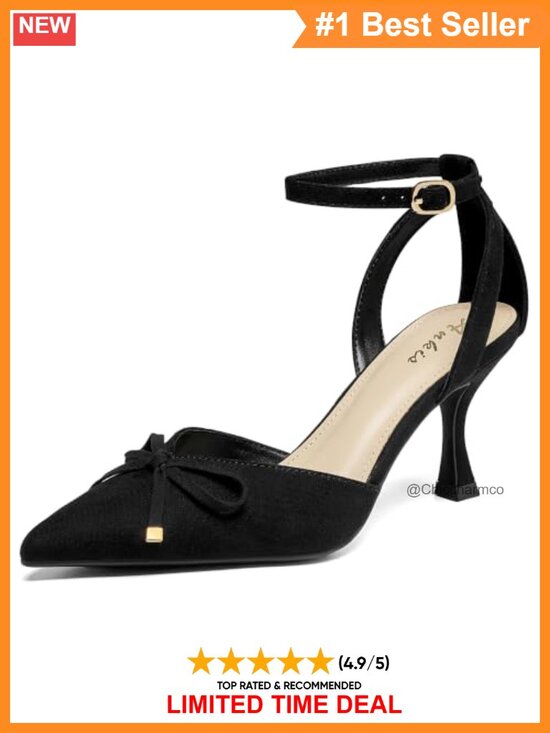 Shoes - Kitten Heel Closed Toe Bow Dress Pumps Wedding Formal Shoes